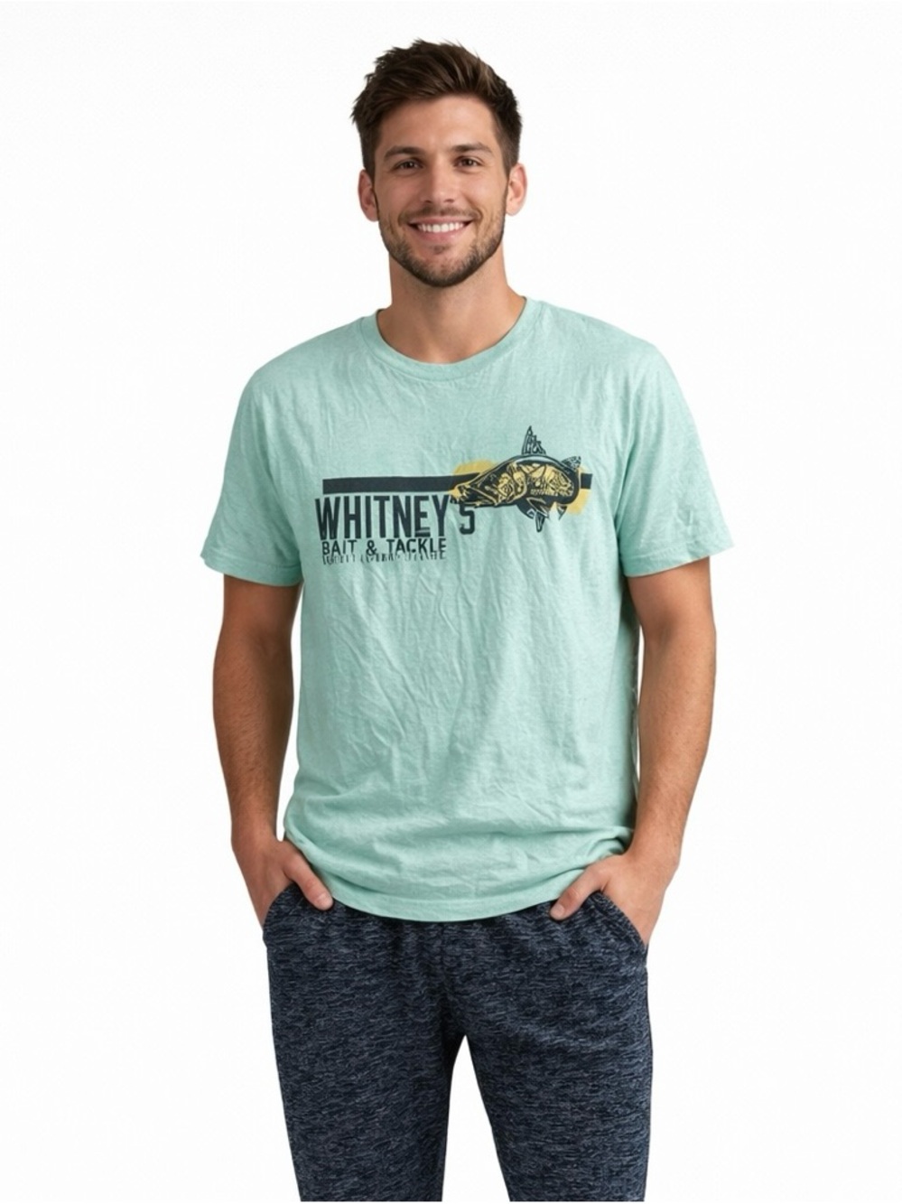 bella canvas whitney’s bait and tackle teal t shirt
